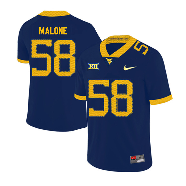 NCAA Men's Nick Malone West Virginia Mountaineers Navy #58 Nike Stitched Football College 2019 Authentic Jersey UW23I25QB